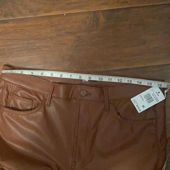 Mother The Insider Ankle Faux Leather Cropped Brown Pants Modern NWT - Picture 15 of 16
